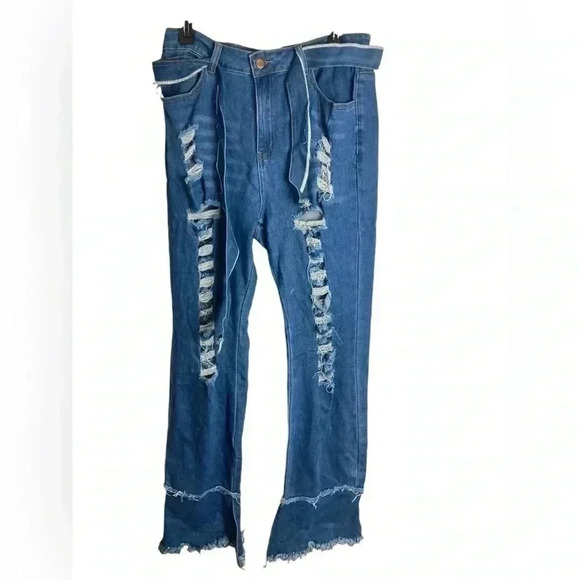 Gritty soul distressed jeans size large - Picture 1 of 10